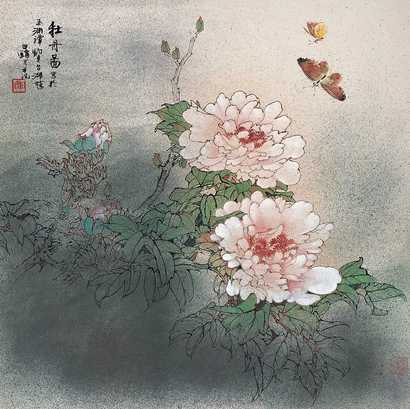 田镛 牡丹 立轴